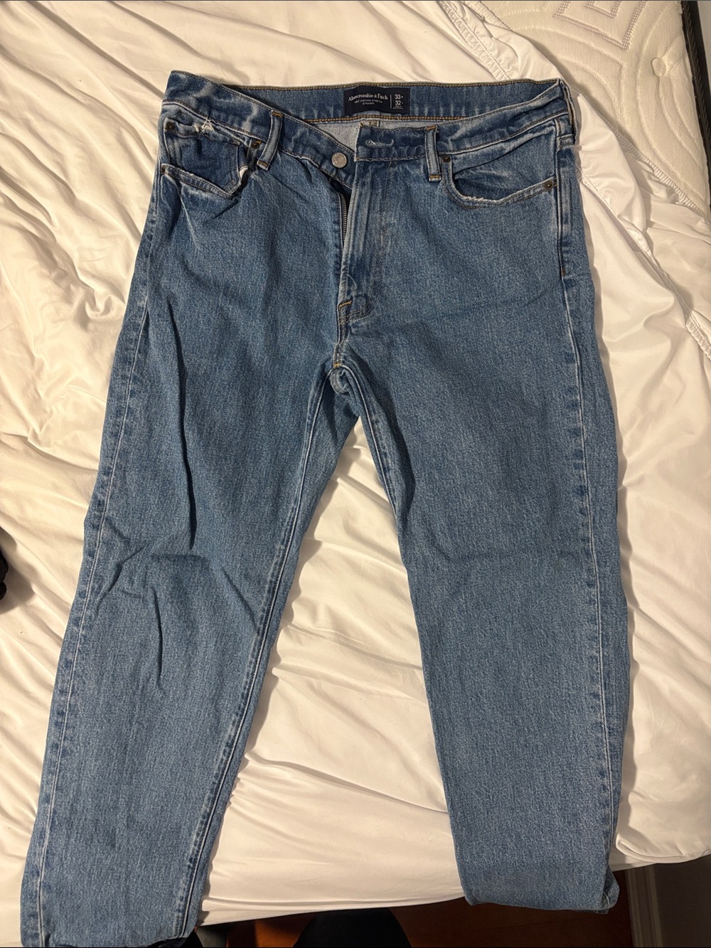 Light Blue Abercrombie Men's Straight-Leg Jeans